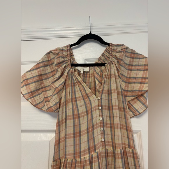 THE GREAT. Iris dress in washed rose plaid Medium - Picture 7 of 15